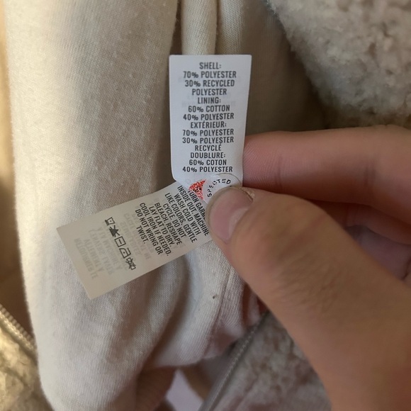 Offline by Aerie Sherpa Full Zip Hoodie Jacket Women's Size M Ivory Loungewear - Picture 6 of 11